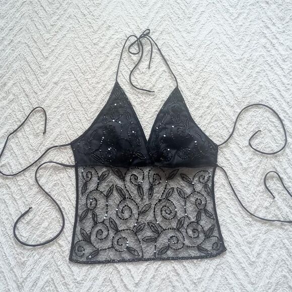 Vintage 90s Y2K Backless Beaded Fairy Halter - Picture 1 of 4